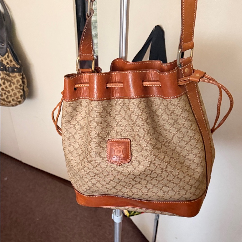 Celine Beige and Brown Drawstring bucket. Bag. No callouts. - Picture 4 of 12